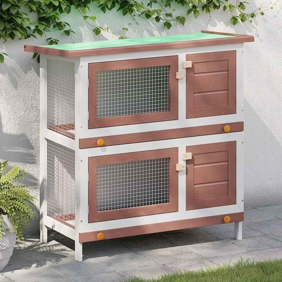 Clapier dextérieur 4 portes Rouge Bois
