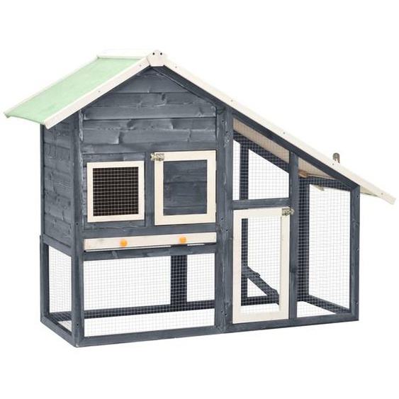 Clapier Gris et blanc 140x63x120 cm Bois de sapin massif