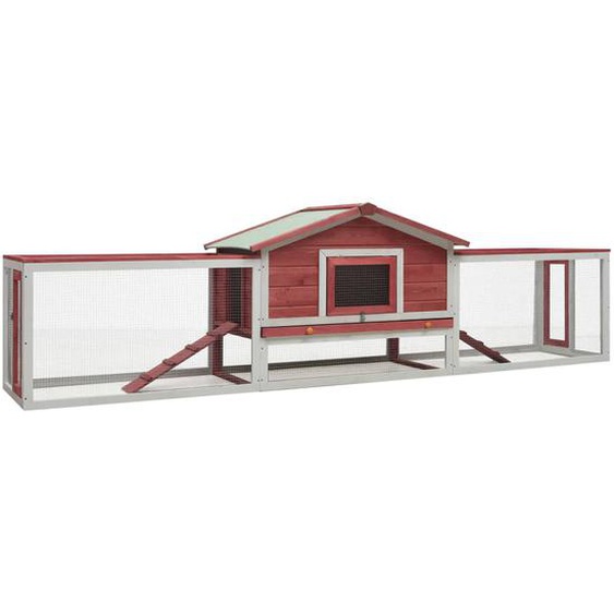 Clapier Rouge 310x70x87 cm Pin massif et sapin