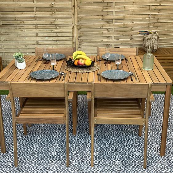 Clara - Table à manger de jardin en bois dacacia 160x90cm - Couleur - Bois foncé