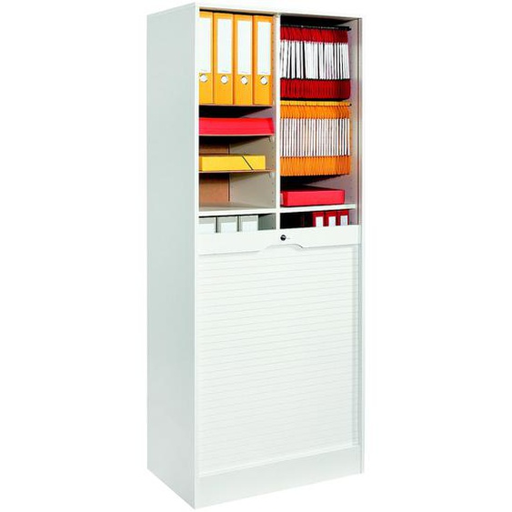 Classeur à rideaux bois H. 170 x L. 70 x P. 44 cm - Blanc