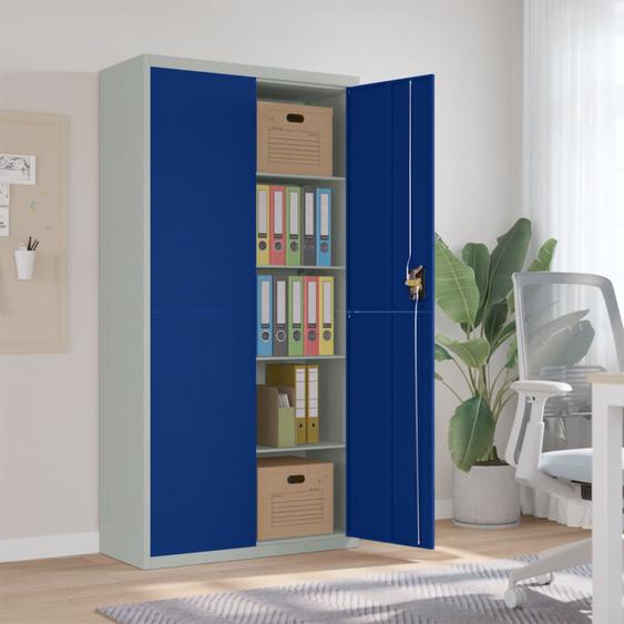Classeur gris clair et bleu 90x40x180 cm acier