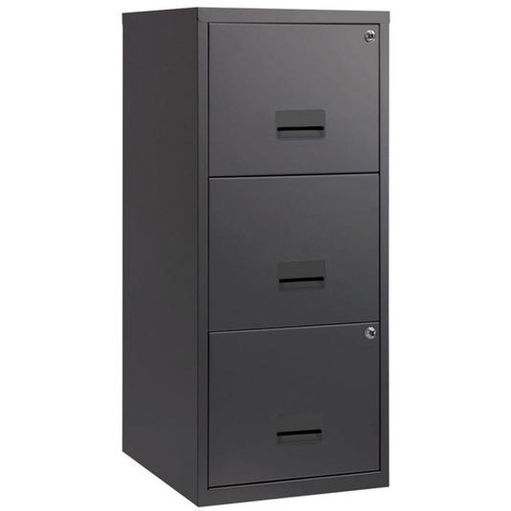 Classeur Métal  Pratic 3 tiroirs pour dossiers suspendus - Corps Noir - Tiroirs Noir