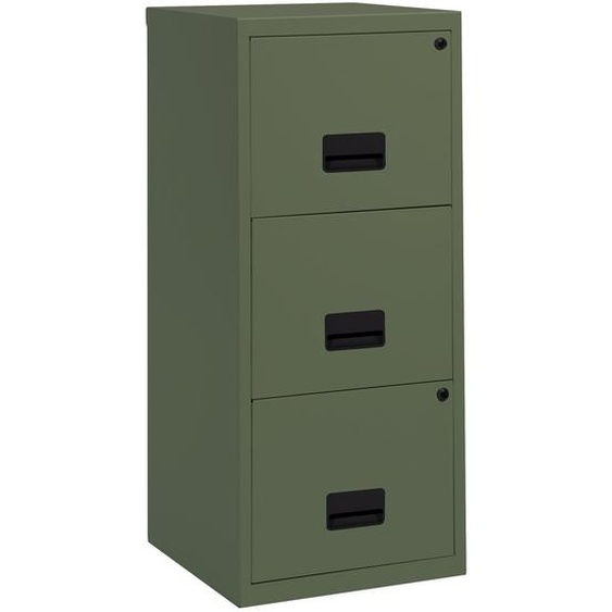 Classeur Métal Pratic 3 tiroirs pour dossiers suspendus - Corps Vert - Tiroirs Vert