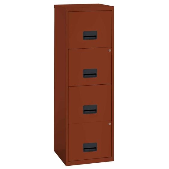 Classeur Métal Pratic 4 tiroirs pour dossiers suspendus - Corps Terracotta - Tiroirs Terracotta