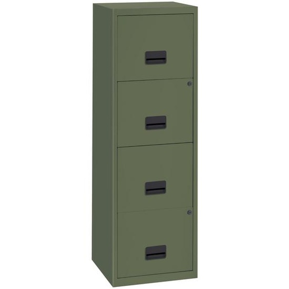 Classeur Métal Pratic 4 tiroirs pour dossiers suspendus - Corps Vert - Tiroirs Vert