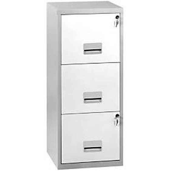 Classeur Pratic - 3 tiroirs - Métal - Corps Aluminium - Façades Blanc
