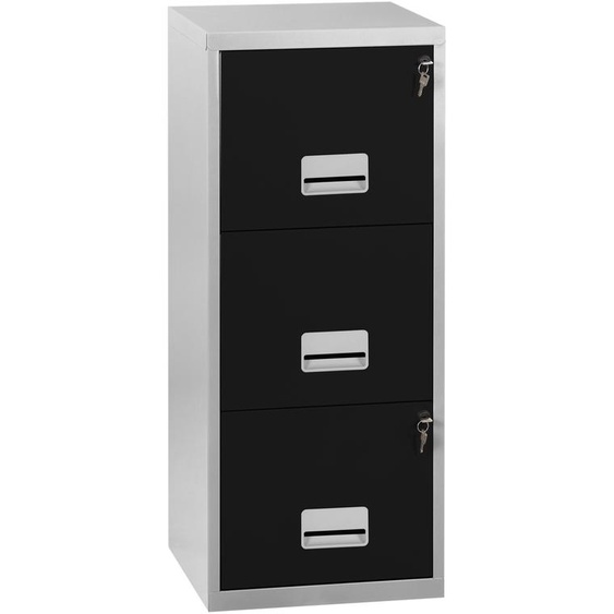 Classeur Pratic - 3 tiroirs - Métal - Corps Aluminium - Façades Noir