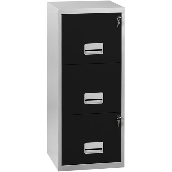 Classeur Pratic - 3 tiroirs - Métal - Corps Aluminium - Façades Noir