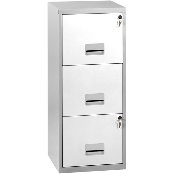 Classeur Pratic - 3 tiroirs pour dossiers suspendus - Métal - Corps Aluminium - Façades Blanc