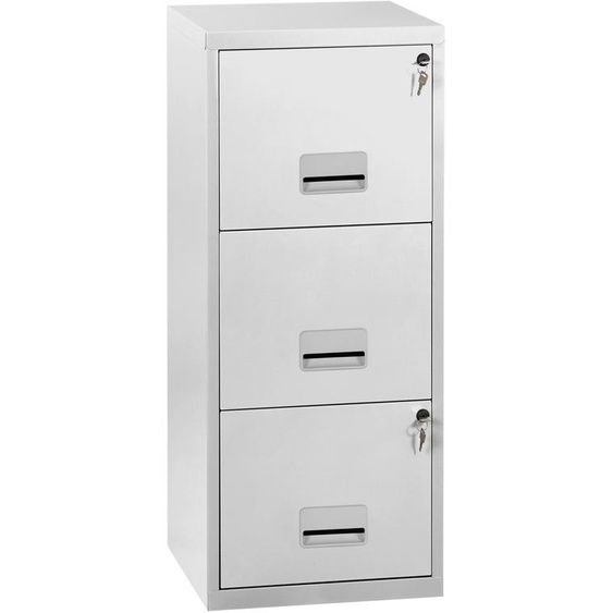 Classeur Pratic - 3 tiroirs pour dossiers suspendus - Métal - Corps Gris - Façades Gris