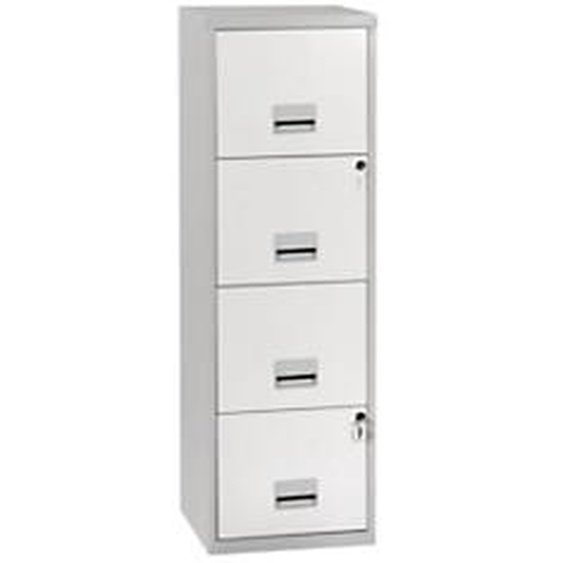 Classeur Pratic - 4 tiroirs - Métal - Corps Aluminium - Façades Blanc