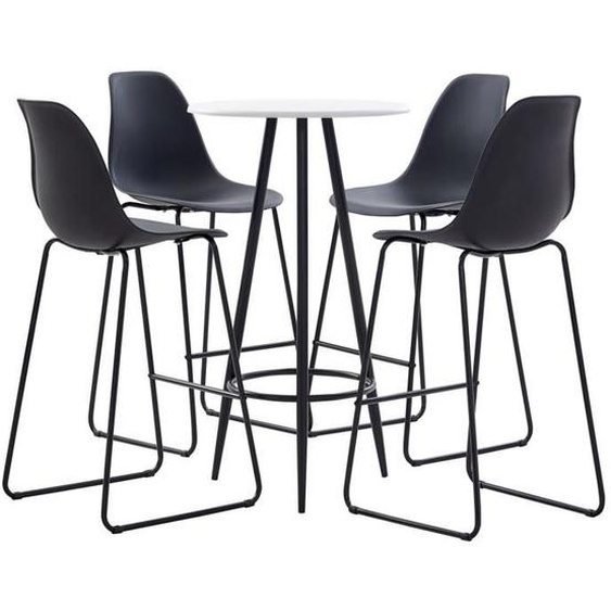 Classique Set Table et chaises - Ensemble de bar 5 pcs design épuré - Plastique Noir 84480