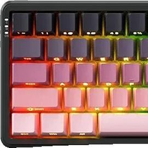 Clavier filaire à ondes magnétiques pour le jeu, 68 touches, rétroéclairage multicolore, rose