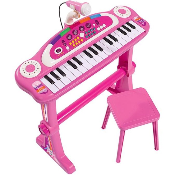 Clavier Sur Pied My Music World Avec Tabouret Rose