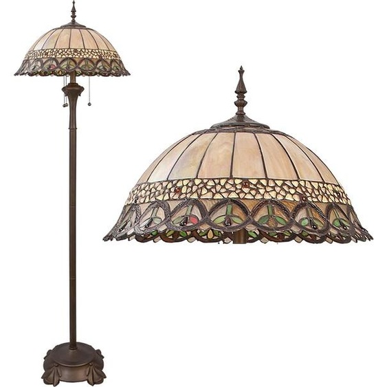 Clayre & Eef Lampadaire Tiffany Ø 50x165 cm Beige Marron Métal