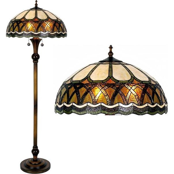 Clayre & Eef Lampadaire Tiffany Ø 56x164 cm Marron Beige Verre