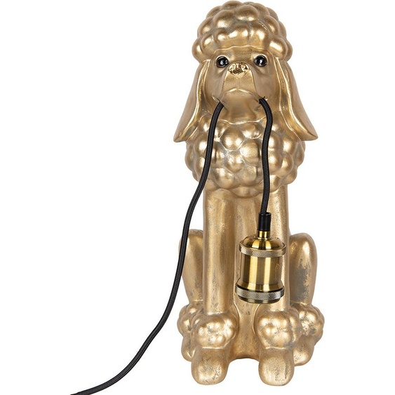 Clayre & Eef Lampe de table Chien Caniche 27x16x38 cm Plastique doré