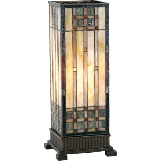 Clayre & Eef Lampe de table Tiffany 18x18x45 cm Beige Marron Verre