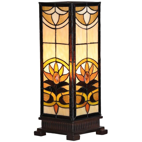 Clayre & Eef Lampe de table Tiffany 18x18x45 cm Beige Marron Verre