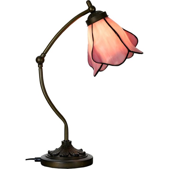 Clayre & Eef Lampe de table Tiffany 26x19x50 cm Verre rose