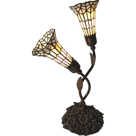 Clayre & Eef Lampe de table Tiffany 44x26x61 cm Beige Verre