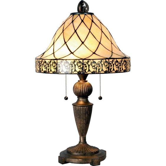 Clayre & Eef Lampe de table Tiffany Ø 36x62 cm Beige Marron Verre