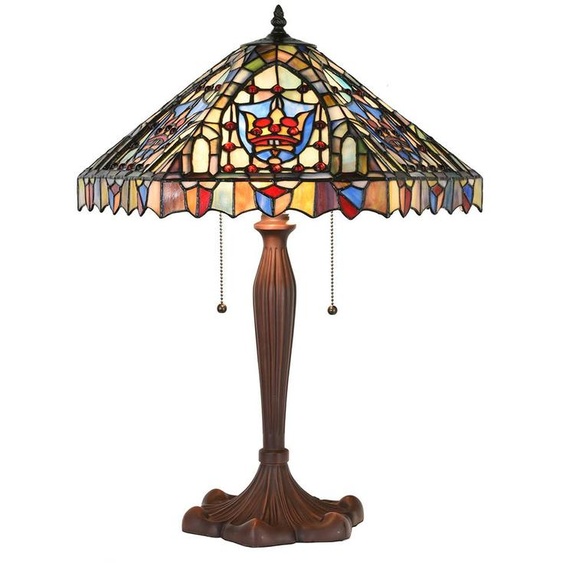 Clayre & Eef Lampe de table Tiffany Ø 47x60 cm Beige Bleu Verre