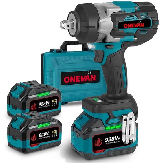 Clé à choc sans fil, 2800 Nm Clé à choc sans balai avec 2 * batterie Li-Ion & chargeur rapide, clé 1/2 pour voiture Tiers