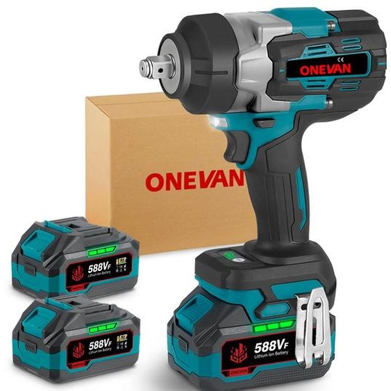 Clé à choc sans fil 2800Nm Clé électrique sans balai 1/2 pouce avec 2x batterie, Clé à choc rotative pour la maison et la voiture