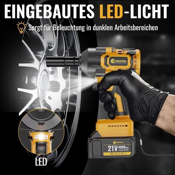 Clé à chocs électrique - Clé à chocs sans fil - Couple élevé de 1 200 Nm - 0-2 000 tr/min - Li-ion, sans batterie - e CE - Jaune