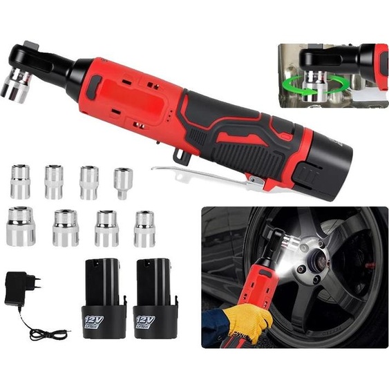 Clé à cliquet électrique, acier haute résistance, 10,5 x 5 x 3 pouces, entraînement 3/8 pouces, 0-400 tr/min, 12V Lithium-Ion