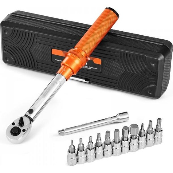 Clé dynamométrique à clic 1/4 de pouce 2,3-22,6N.m Orange - Outil de précision avec foret - Clé dynamométrique de haute qualité