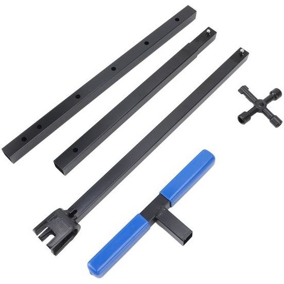 Clé pour compteur deau bleue, poignée en T pliable, acier, outil multifonctionnel pour la réparation