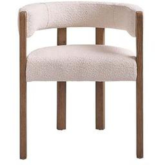 CLÉA  Chaise arrondie en chêne massif et tissu bouclette