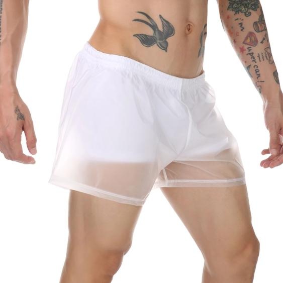 CLEVER-MENMODE Maillot de bain Transparent pour hommes, maillot de bain Sexy, short de plage en PVC, imperméable, maillot de bain