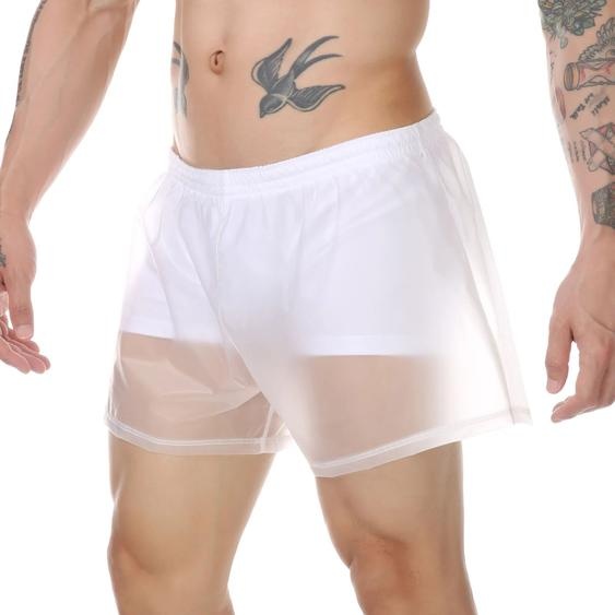 CLEVER-MENMODE Short de bain homme maillot de bain homme Sexy maillot de bain transparent imperméable plage pantalon court maillot de bain PVC maillot de bain maillots de bain