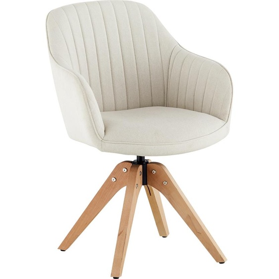 CLIPOP Chaise de salle à manger, set de 1 chaise rembourrée en tissu lin, chaise pivotante avec pieds en bois,Beige