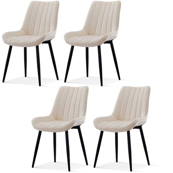 CLIPOP Chaises de salle à manger, lot de 4 chaises de cuisine, chaises rembourrées en velours avec pieds en métal,Beige