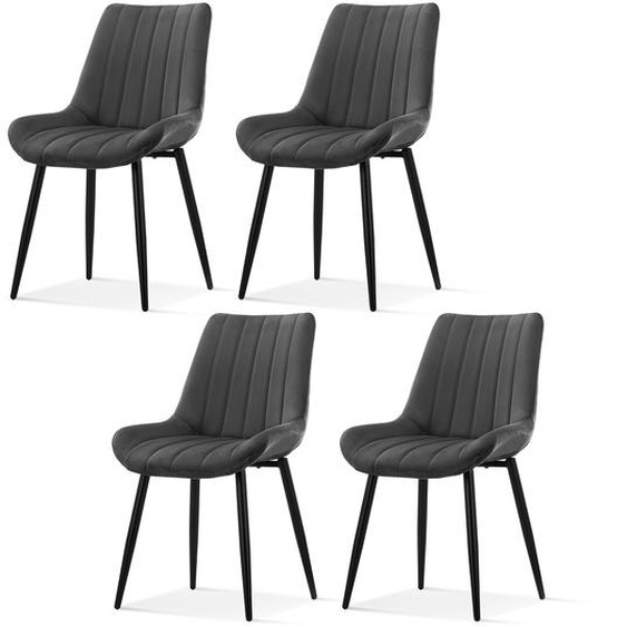 CLIPOP Chaises de salle à manger, lot de 4 chaises de cuisine, chaises rembourrées en velours avec pieds en métal,Gris