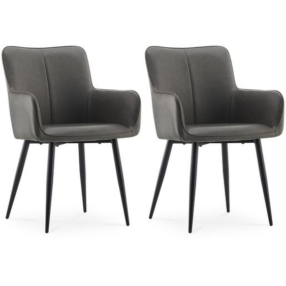 CLIPOP Lot de 2 chaises de cuisine en similicuir,chaise rembourrée épaisse,gris