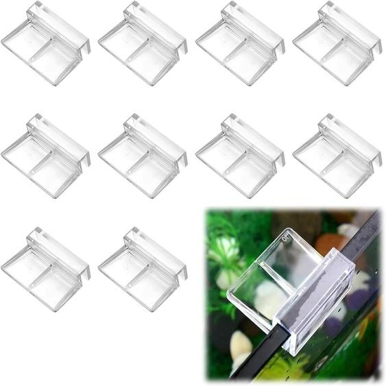 Clips de fixation pour couvercles daquarium en verre, lot de 10, en acrylique, 6 mm, pour aquariums sans rebord