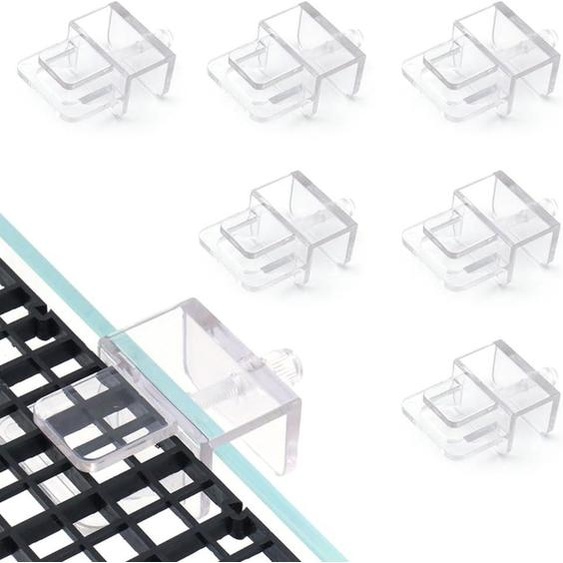 Clips transparents pour couvercles daquarium, lot de 6, en plastique ABS, pour aquariums sans rebord