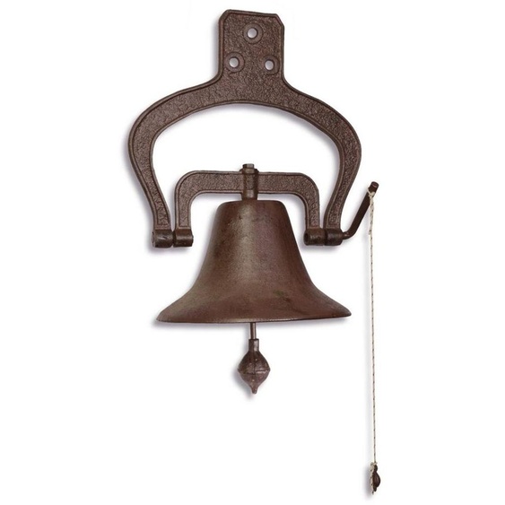 Cloche de bateau en fonte Casa Padrino, style baroque, couleur marron, dimensions : 46,3 x 35,3 x hauteur 57,5 cm - Décoration de jardin nostalgique
