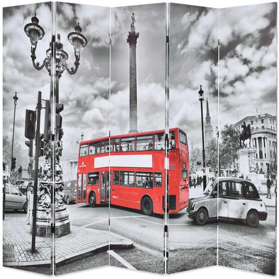 Cloison de séparation 200 x 170 cm Bus londonien Noir et blanc