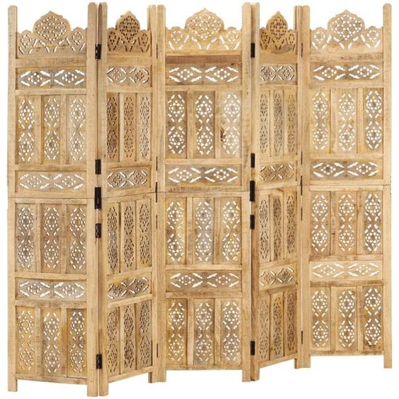 Cloison de séparation 5 panneaux 200x165 cm Bois de manguier