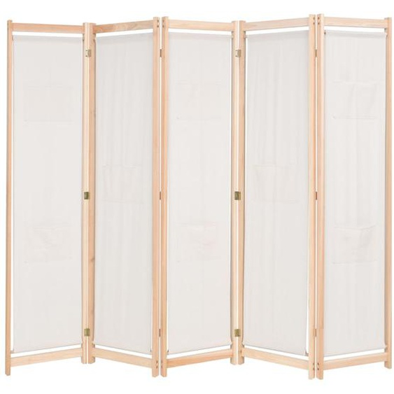 Cloison de séparation 5 panneaux Crème 200 x 170 x 4 cm Tissu
