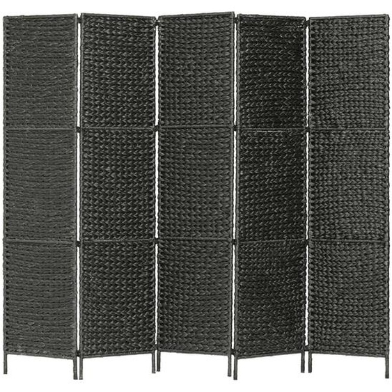 Cloison de séparation 5 panneaux Noir 193x160 cm Jacinthe deau