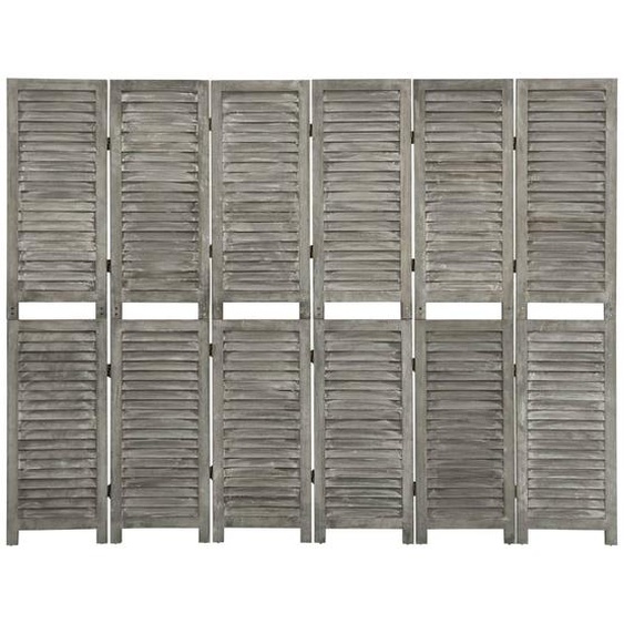 Cloison de séparation 6 panneaux Gris 214x166 cm Bois solide