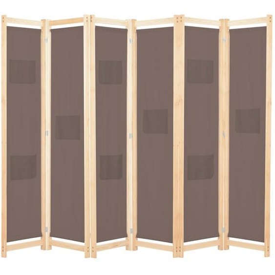 Cloison de séparation 6 panneaux Marron 240 x 170 x 4 cm Tissu